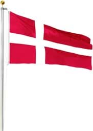 Bild von Fahnenmast 6,50 m mit Flagge 90 cm × 150 cm Dänemark