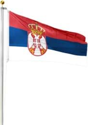 Bild von Fahnenmast 9,00 m mit Flagge 90 cm × 150 cm Serbien