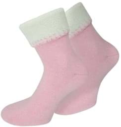 Bild von 2 Paar Angora-Wellness-Socken mit Umschlag Rosa/Creme
