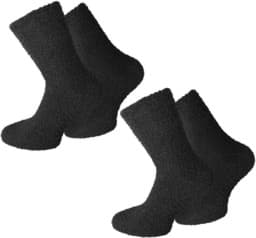 Bild von 2 Paar Kuschel-Socken für Damen und Herren Schwarz