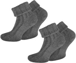 Bild von 2 Paar Alpaka-Socken mit Umschlag Mittelgrau
