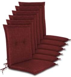 Bild von 6 Stuhlauflagen Niedriglehner Rot
