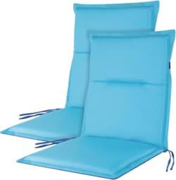 Bild von 2 wendbare Niedriglehner Stuhlauflagen Blau/Türkis
