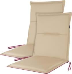 Bild von 2 wendbare Niedriglehner Stuhlauflagen Beige/Brombeere