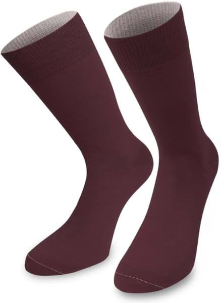 Bild von 1 Paar Socken „Bi-Color“ mit farbig abgesetztem Bund Bordeaux/Hellgrau