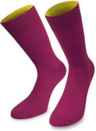 Bild von 1 Paar Socken „Bi-Color“ mit farbig abgesetztem Bund Magenta/Gelb