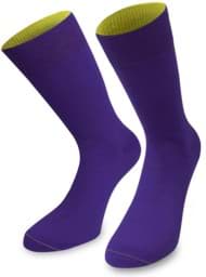 Bild von 1 Paar Socken „Bi-Color“ mit farbig abgesetztem Bund Lila/Limette