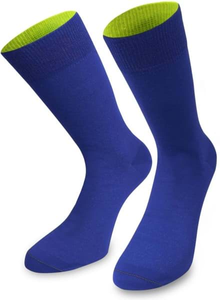Bild von 1 Paar Socken „Bi-Color“ mit farbig abgesetztem Bund Royalblau/Säuregelb