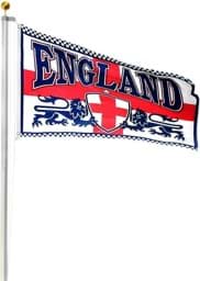 Bild von Fahnenmast 6,50 m mit Flagge 90 cm × 150 cm England mit Wappen