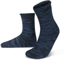 Bild von Farbige Vollplüsch-Socken mit Wolle Dunkelblau/Schwarz