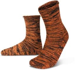 Bild von Farbige Vollplüsch-Socken mit Wolle Orange/Schwarz