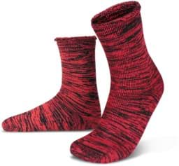 Bild von Farbige Vollplüsch-Socken mit Wolle Rot/Schwarz