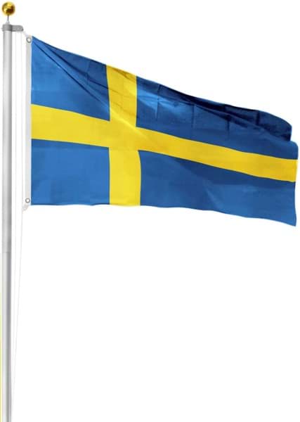 Bild von Fahnenmast 8,00 m mit Flagge 90 cm × 150 cm Schweden